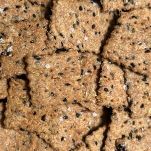Fennel, Nigella and Black Sesame Sourdough Crackers